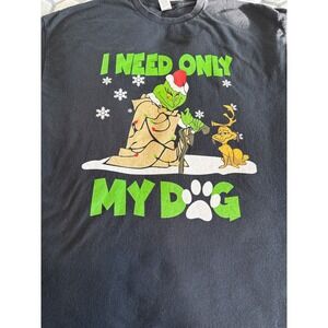 Grinch I Need Only My Dog Christmas T Shirt Gildan Heavy Cotton Size 2XL unisex